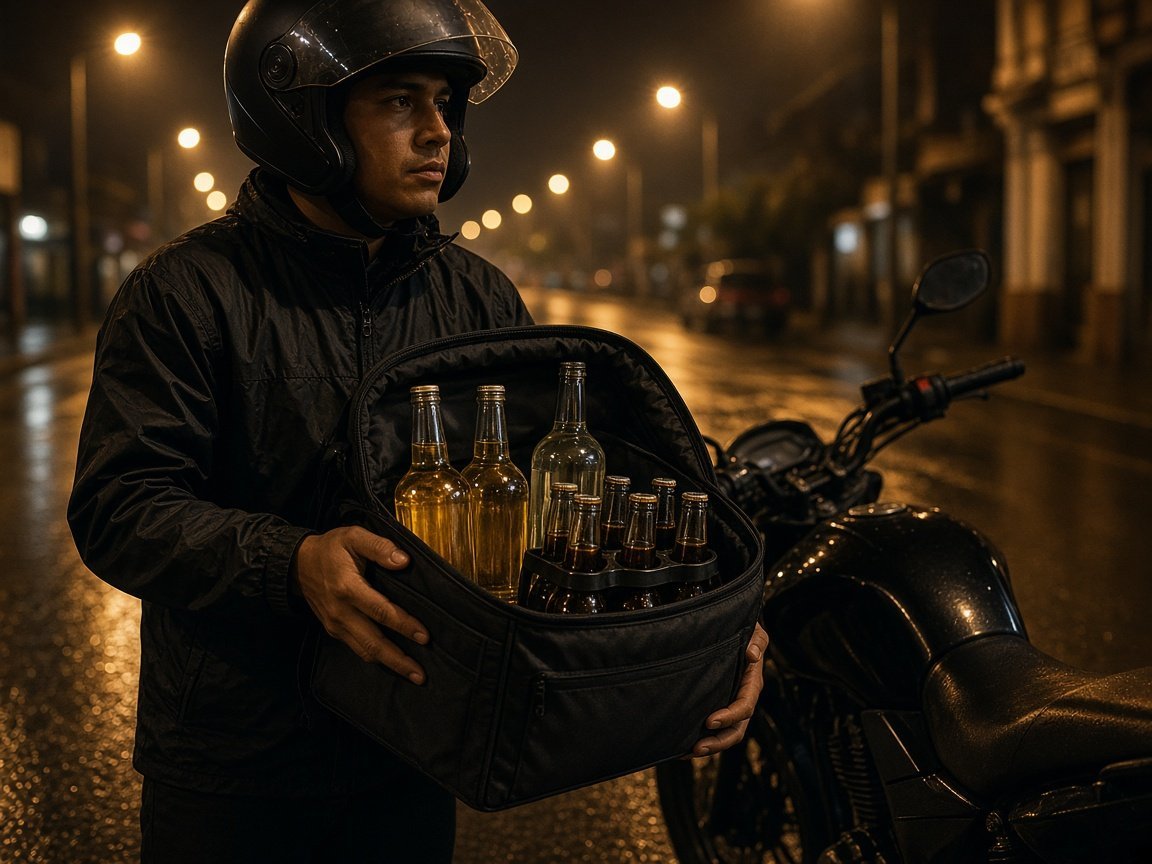 Domiciliario entregando licor en Sogamoso
